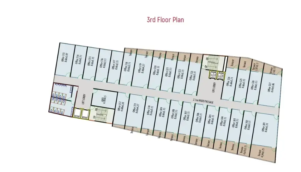 Third Floor Plan for Retail Spaces in Pune